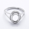 Rhodium Plated 925 Sterling Silver Finger Ring Components STER-G027-13P-2