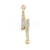 Rack Plating Brass Micro Pave Clear Cubic Zirconia Lightning Bolt Connector Charms KK-A234-067G-1