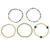 5Pcs St. Patrick's Day Brass & Acrylic & Glass Seed Bead Stretch Bracelets for Women MR9061-1-1