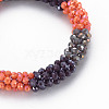 Crochet Glass Beads Braided Stretch Bracelet BJEW-T016-08C-2