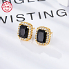 Cubic Zirconia Rectangle Stud Earrings ES5982-2-2