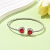 Heart Brass Micro Pave Cubic Zirconia Cuff Bangles & Rings Sets for Women SJEW-R002-05P-05-3