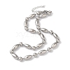 Non-Tarnish 304 Stainless Steel Rice Beads Necklace for Women NJEW-B107-02P-1