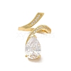 Clear Cubic Zirconia Teardrop Open Cuff Ring RJEW-I092-18G-2