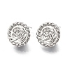 Flat Round with Flower Pattern Brass Stud Earring Findings KK-G436-02P-1