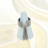 Round Ball Tassel 304 Stainless Steel Cuff Rings for Women RJEW-U039-03P-1