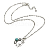 Letter A~Z Antique Silver Plated Alloy with Synthetic Turquoise Pendant Necklaces NJEW-G080-01G-3