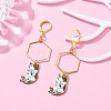 Rack Plating Alloy Cat Dangle Leverback Dangle Earrings EJEW-JE05502-05-3