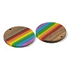 Pride Rainbow Theme Resin & Walnut Wood Pendants WOOD-K012-07B-2