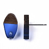 Transparent Resin & Walnut Wood Stud Earring Findings MAK-N032-010A-A01-4