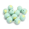 Round with Heart Pattern Food Grade Silicone Beads PW-WG95999-07-1
