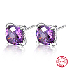 Anti-Tarnish Rhodium Plated Platinum 925 Sterling Silver Stud Earrings TU8088-2-1