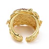 Natural Pearl Open Cuff Finger Ring with Rhinestone RJEW-A011-11G-4