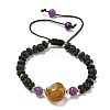 Dyed Natural Lava Rock Rondelle Braided Bead Bracelets BJEW-Z026-01C-1