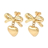 Bowknot & Heart Ion Plating(IP) 304 Stainless Steel Stud Earrings for Women EJEW-L287-014G-1