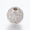 Brass Micro Pave Cubic Zirconia Beads ZIRC-E134-8mm-04P-1