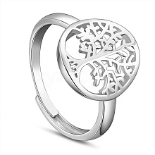 SHEGRACE Rhodium Plated 925 Sterling Silver Adjustable Rings JR737A