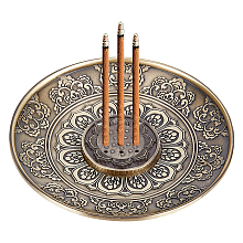 Portable Lotus Pattern Incense Burner Sets DJEW-WH0001-17