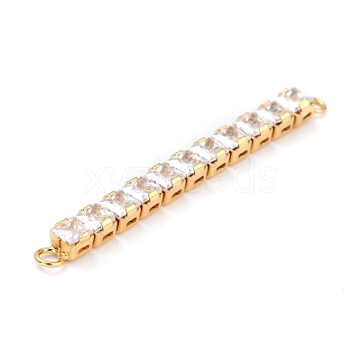 Brass Clear Square Cubic Zirconia Links Connectors ZIRC-G170-22G-1