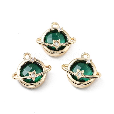 Rack Plating Brass Micro Pave Cubic Zirconia Pendants KK-M013-05G-1