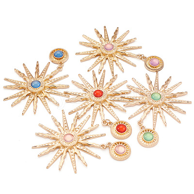 5Pcs 5 Colors Alloy with Resin Big Pendants FIND-TA0004-16-1