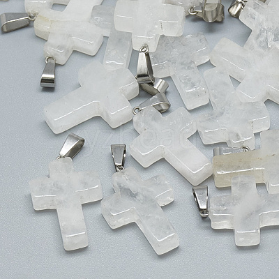 Natural Quartz Crystal Pendants X-G-T080-21-1