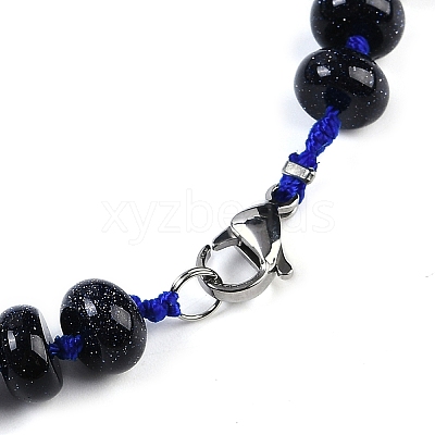 Synthetic Blue Goldstone Rondelle Graduated Beaded Necklaces for Women Men NJEW-K388-02A-1
