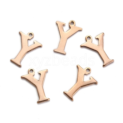 Ion Plating(IP) 304 Stainless Steel Alphabet Charms STAS-H122-Y-RG-1