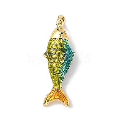 Brass Enamel Pendants KK-Z124-03G-02-1