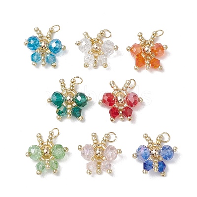 Glass Seed Beaded Butterfly Pendants PALLOY-MZ00562-1