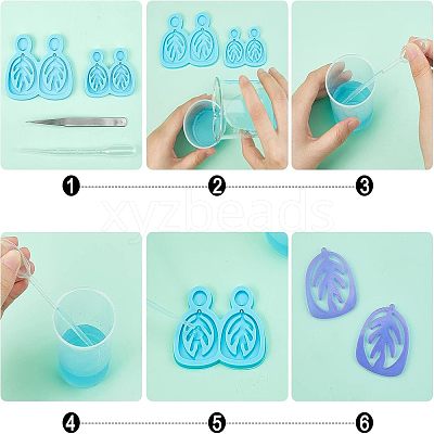 DIY Leaf Dangle Stud Earrings Silicone Molds DIY-OC0003-96-1