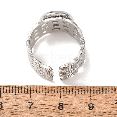 Woven Bezel 304 Stainless Steel Cuff Ring Components SA-CBAD8FA-01P-02-1