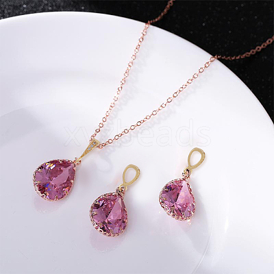 Brass Pave Clear Cubic Zirconia Pendants KK-HY0002-79-1