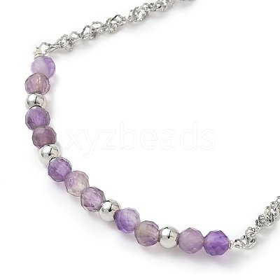 Natural Amethyst Beads Link Bracelets BJEW-JB11835-04-1