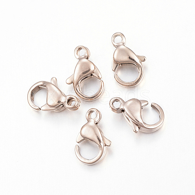 Ion Plating(IP) 304 Stainless Steel Lobster Claw Clasps X-STAS-H353-E-02RG-1