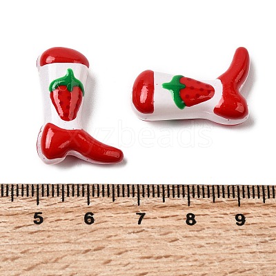 Boot Baking Paint Glass Enamel  Beads LAMP-C020-02R-1
