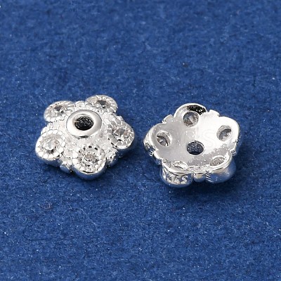 925 Sterling Silver Clear Cubic Zirconia Bead Caps STER-A047-07B-S-1