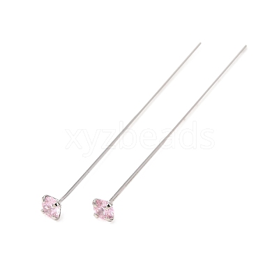 Brass Micro Pave Cubic Zirconia Stud Earring Findings CU-CBA4618-01P-02-1