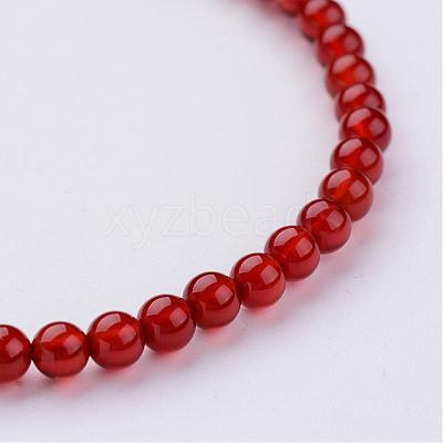 Natural Carnelian(Dyed & Heated) Beaded Stretch Bracelets BJEW-JB02459-03-1