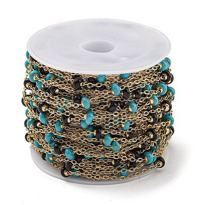 304 Stainless Steel Enamel Link Chains AJEW-Z028-09G-08-1
