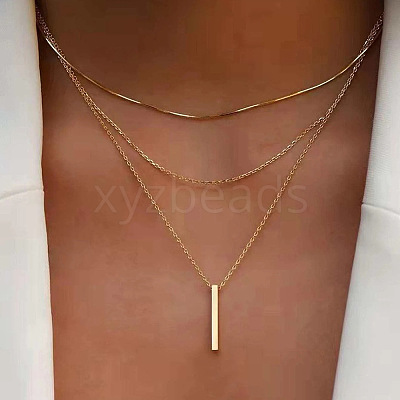 Alloy 3 Layer Necklaces for Women WG9523E-01-1