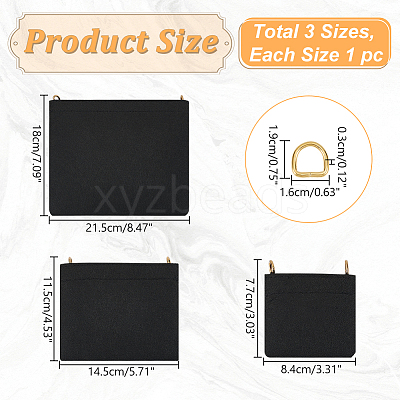 3Pcs 3 Sizes Felt Bag Organizer Inserts FIND-WH0172-16A-1