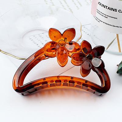 Amber Color Hollow Hair Clip with Matte Half Round Arc Flower. ST6189166-1