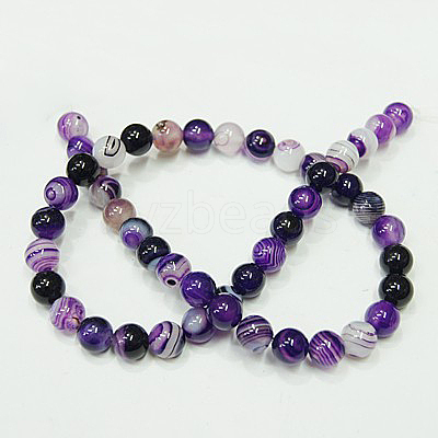 Natural Striped Agate/Banded Agate Strands G-Q842-12mm-M-1