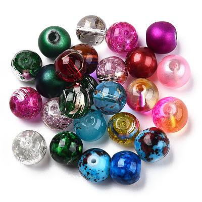 Mixed Style & Mixed Color Round Spray Painted Glass Beads DGLA-X0003-10mm-1