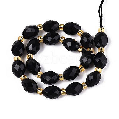 Natural Black Obsidian Beads Strands G-N342-53-8x6-01-1
