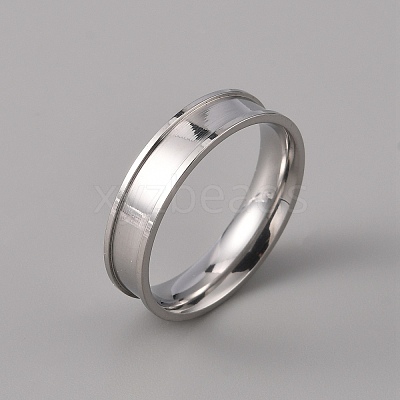 201 Stainless Steel Grooved Finger Ring Settings STAS-WH0027-27G-P-1