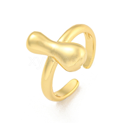 Brass Letter Open Cuff Rings for Women RJEW-G313-01I-G-1