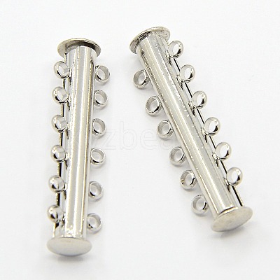 6-strands Brass Slide Lock Clasps KK-Q270-1-NF-1