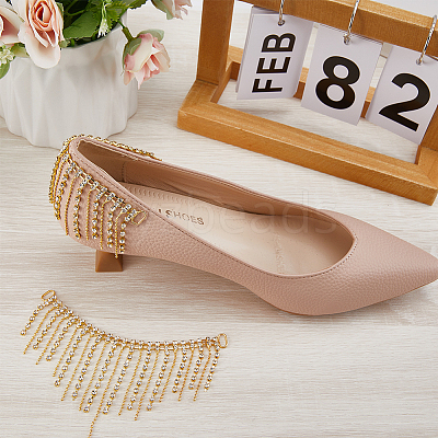 2Pcs Alloy & Glass Rhinestones Tassel Shoe Decoration Chain FIND-GF0005-26-1